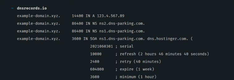 Domain registrar's control panel