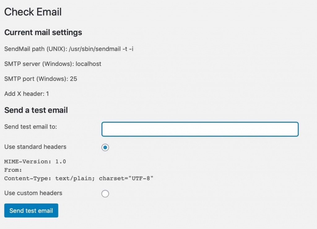 Check Email WordPress plugin - Settings.