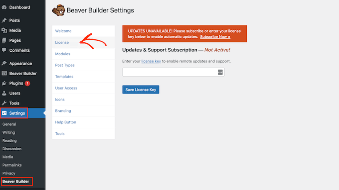 Beaver Builder - License Activation