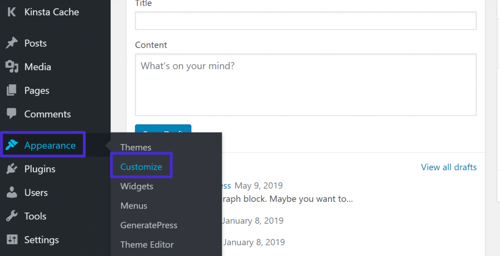 Customize Mode in WordPress Dashboard