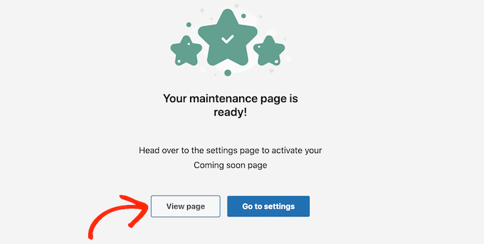 Your maintenance page is ready! - pop up